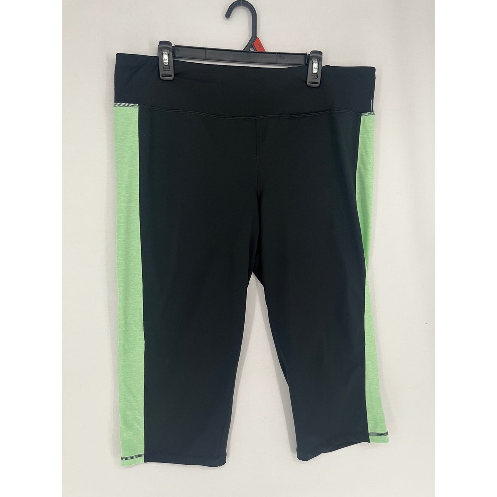 Ideology Capri Leggings Womens XXL Black Green Side Stripe Activewear Pants